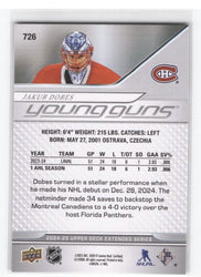 2024-25 Upper Deck Extended Young Guns #726 Rookie Rc Jakub Dobes