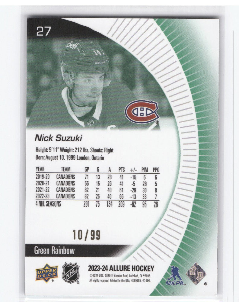 2023-24 Upper Deck Allure Green Rainbow #27 Nick Suzuki /99