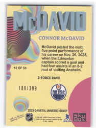2023-24 Skybox Metal Universe Hockey Z-Force Rave 12Of50 Connor Mcdavid /399