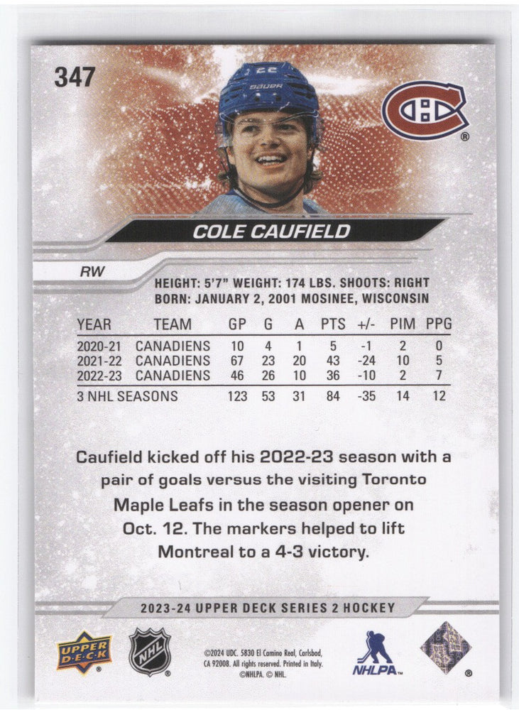 2023-24 Upper Deck Series 2 Outburst #347 Cole Caufield