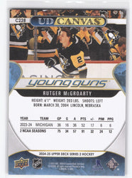 2024-25 Upper Deck Series 2 Young Guns Ud Canvas C228 Rookie Rc Rutger Mcgroarty