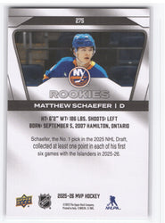 2025-26 Upper Deck Mvp Hockey Silver Collection #275 Rookie Rc Matthew Schaefer