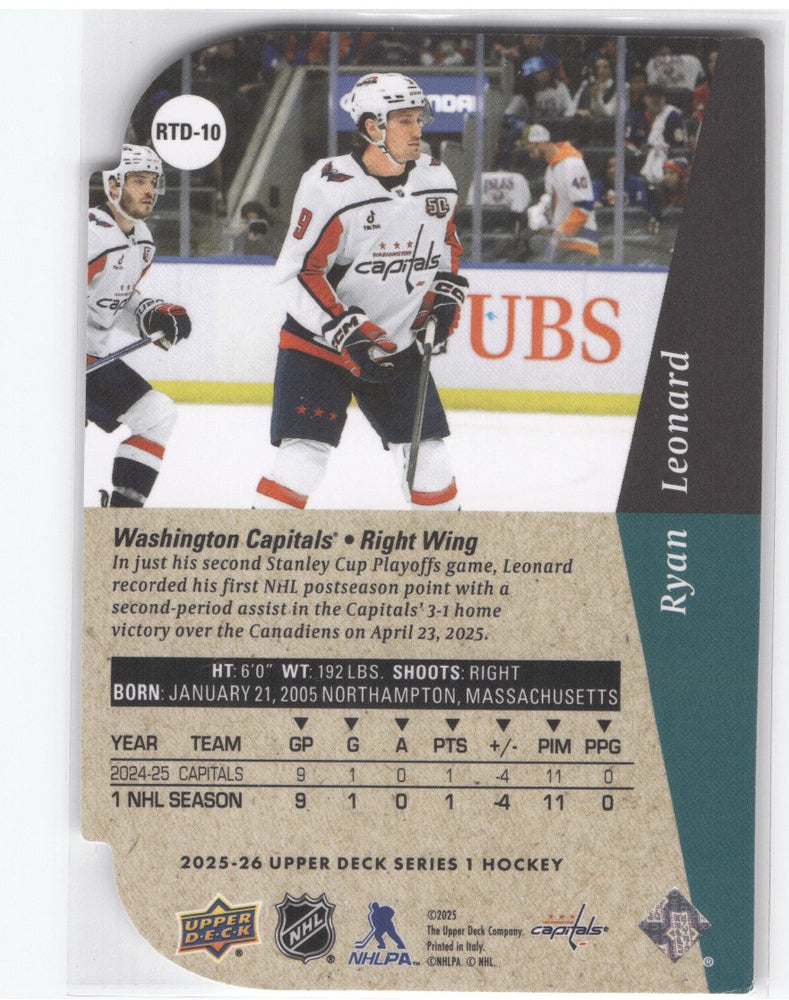 2025-26 Upper Deck Series 1 Die Cut Gold Rtd-10 Rookie Rc Ryan Leonard