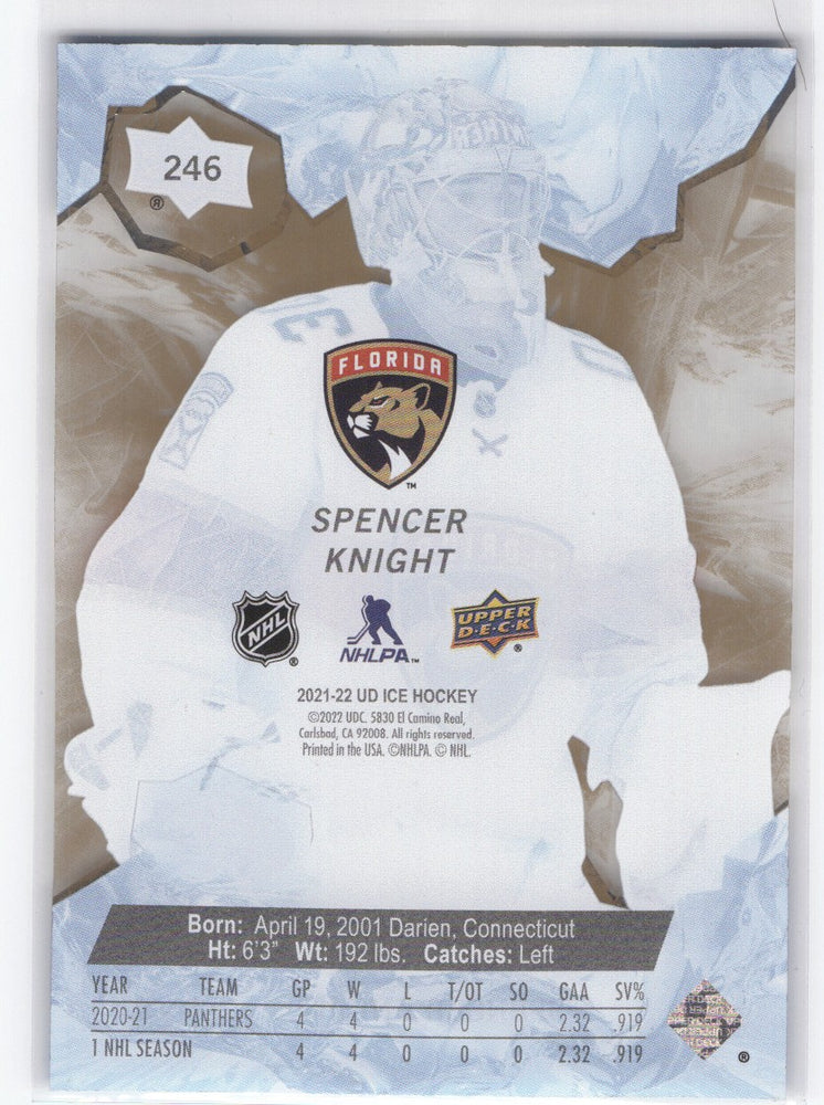 2021-22 Upper Deck Ice Hockey Ice Premieres #246 Rookie Rc Spencer Knight /25