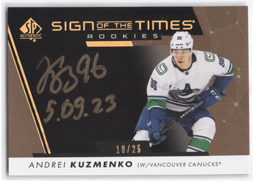 2022-23 Upper Deck Sp Authentic Sign Of The Times Rookies Sottr-Ak Rookie Rc Auto Andrei Kuzmenko /25