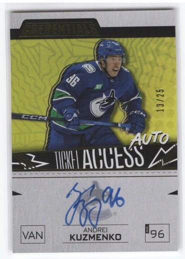 2023-24 Upper Deck Credentials Ticket Access Auto Taa-Ku Auto Andrei Kuzmenko /25