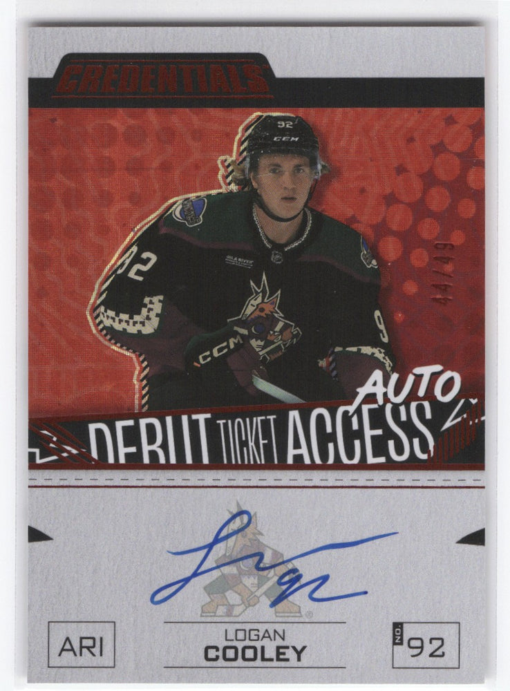 2023-24 Upper Deck Credentials Debut Ticket Access Auto Dtaa-Lc Rookie Rc Auto Logan Cooley /49