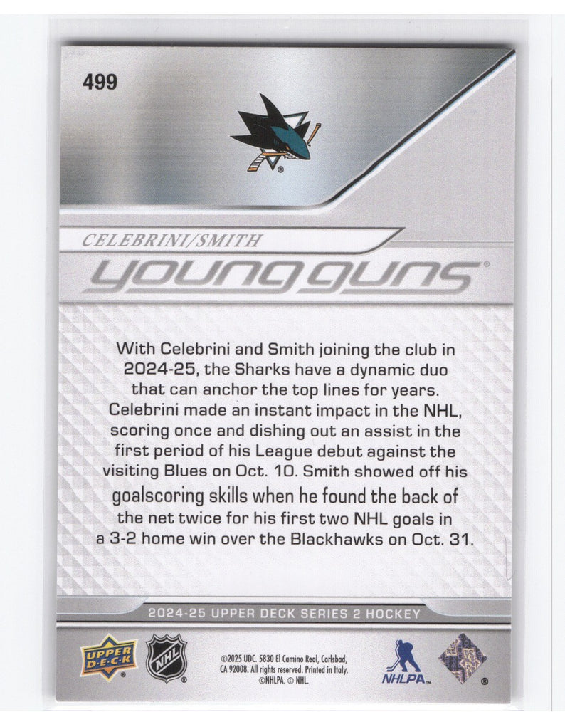 2024-25 Upper Deck Series 2 Youn Guns Teammates #499 Rookie Rc Macklin Celebrini Will Smith