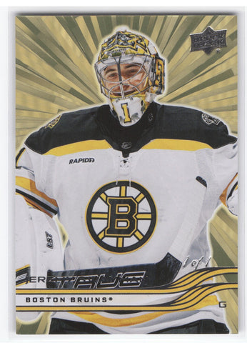 2025-26 Upper Deck Series 2 Outburst Gold #257 Jeremy Swayman /1