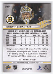 2025-26 Upper Deck Series 2 Outburst Gold #257 Jeremy Swayman /1