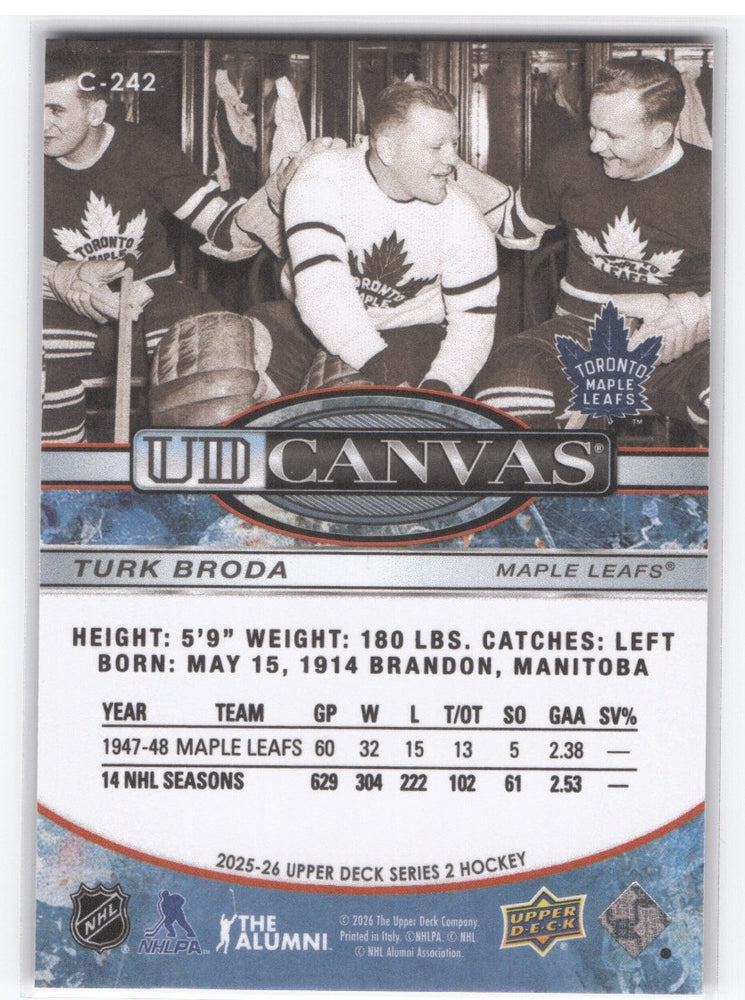 2025-26 Upper Deck Series 2 Ud Canvas C-242 Turk Broda