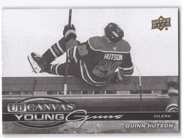 2025-26 Upper Deck Series 2 Young Guns Ud Canvas Black And White C-229 Rookie Rc Quinn Hutson