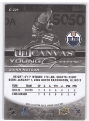 2025-26 Upper Deck Series 2 Young Guns Ud Canvas Black And White C-229 Rookie Rc Quinn Hutson