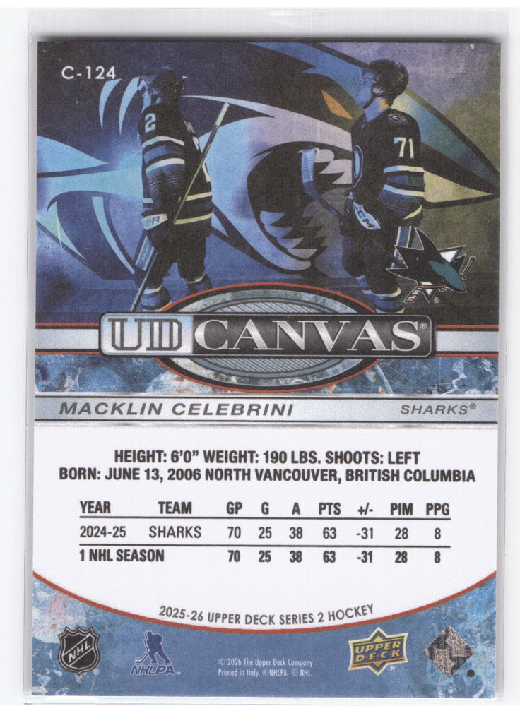 2025-26 Upper Deck Series 2 Ud Canvas C-124 Macklin Celebrini