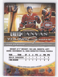 2025-26 Upper Deck Series 2 Young Guns Ud Canvas C-231 Rookie Rc Ivan Demidov