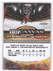 2025-26 Upper Deck Series 2 Young Guns Ud Canvas C-237 Rookie Rc Ryan Leonard