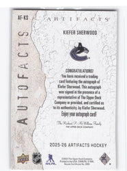 2025-26 Upper Deck Artifacts Autofacts Af-Ks Auto Keifer Sherwood