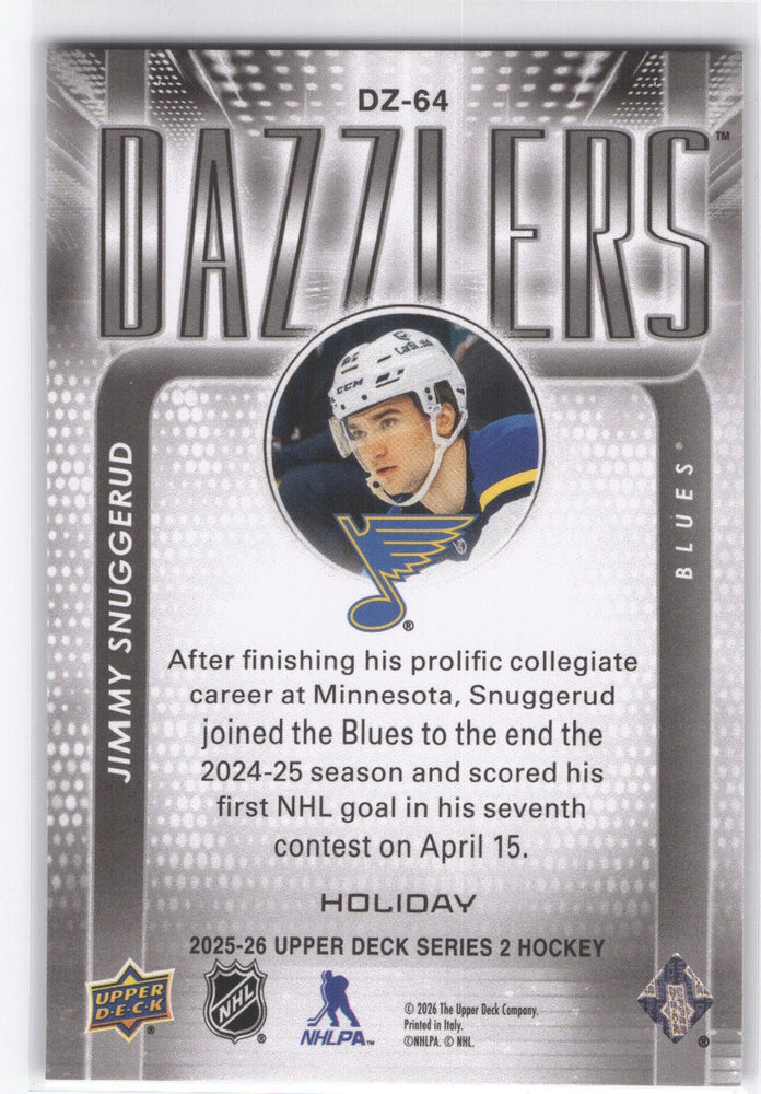 2025-26 Upper Deck Series 2 Holiday Dazzler Dz-64 Rookie Rc Jimmy Snuggerud