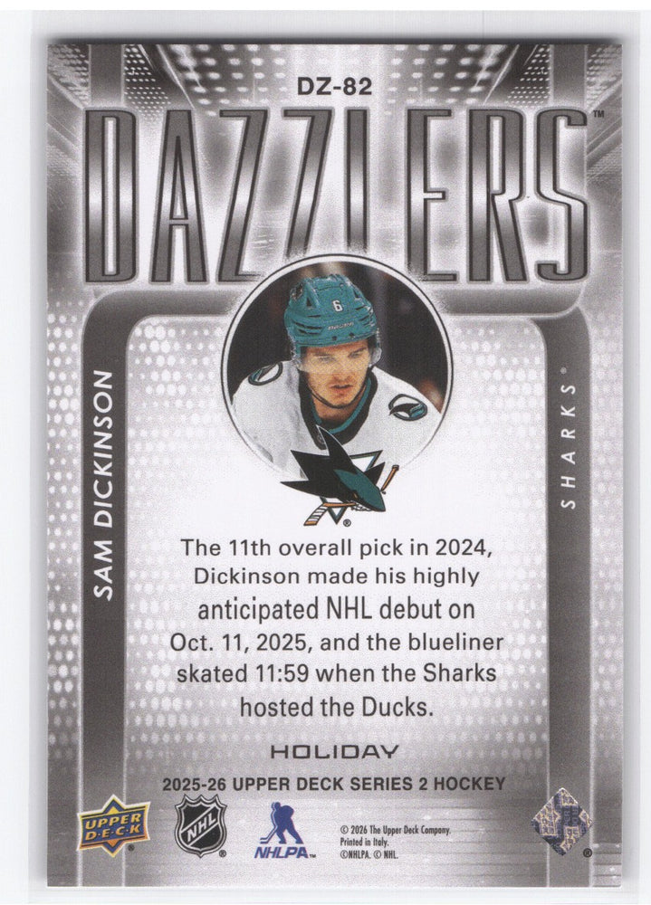 2025-26 Upper Deck Series 2 Holiday Dazzler Dz-82 Rookie Rc Sam Dickinson