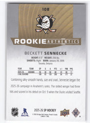 2025-26 Upper Deck Sp Hockey Rookie Authentics #108 Rookie Rc Beckett Sennecke /1749
