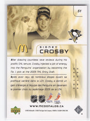 2005 Upper Deck Mcdonalds #51 Rookie Rc Sidney Crosby