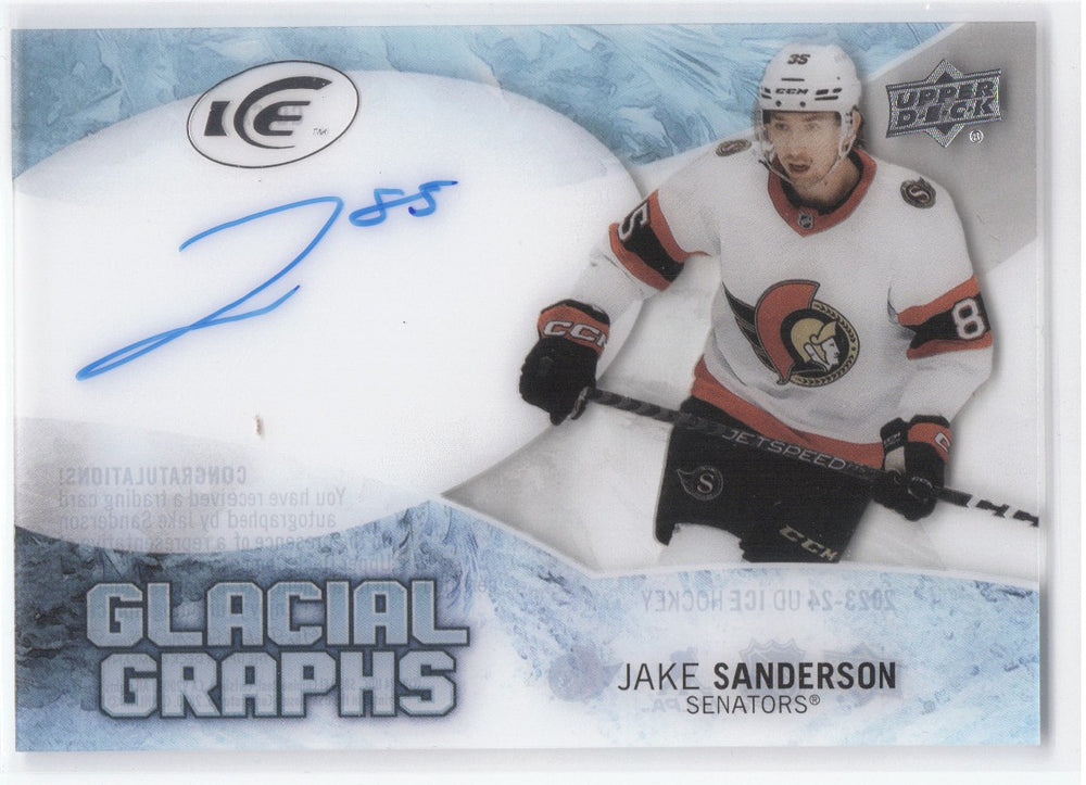 2023-24 Upper Deck Ice Hockey Glacial Graphs Gg-Sa Auto Jake Sanderson