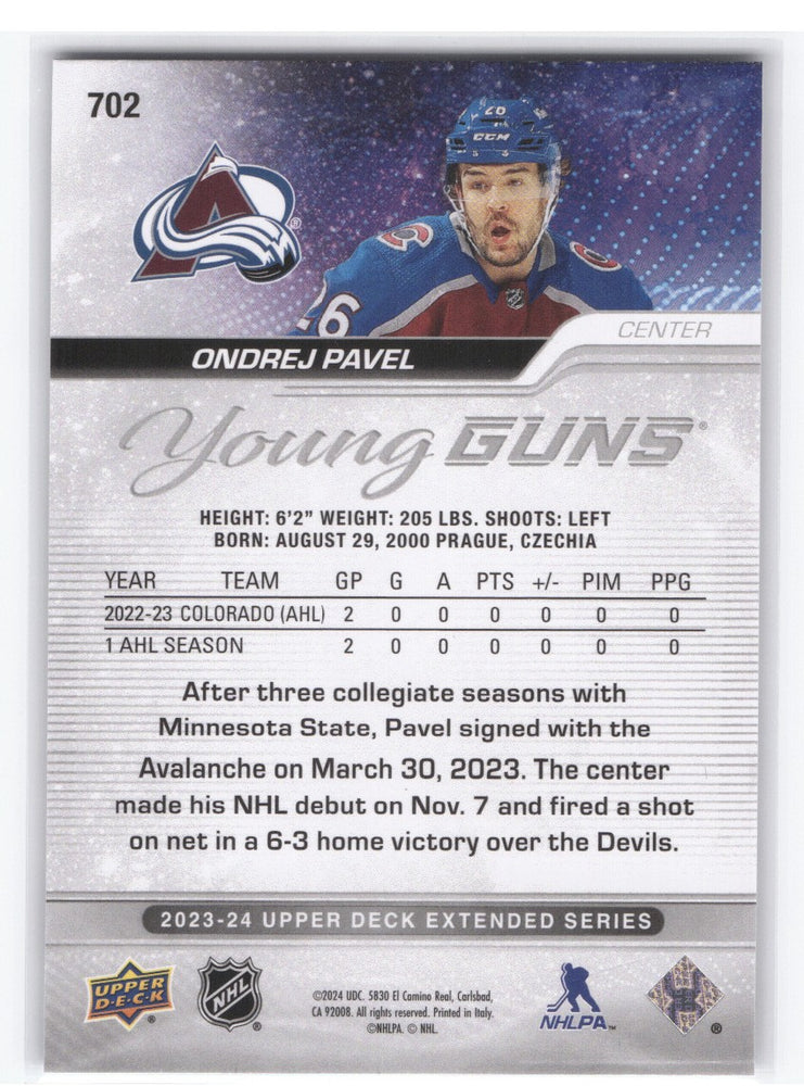 2023-24 Upper Deck Extended Young Guns Outburst #702 Rookie Rc Ondrej Pavel