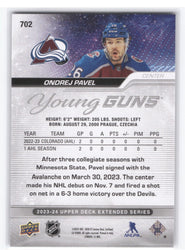 2023-24 Upper Deck Extended Young Guns Outburst #702 Rookie Rc Ondrej Pavel