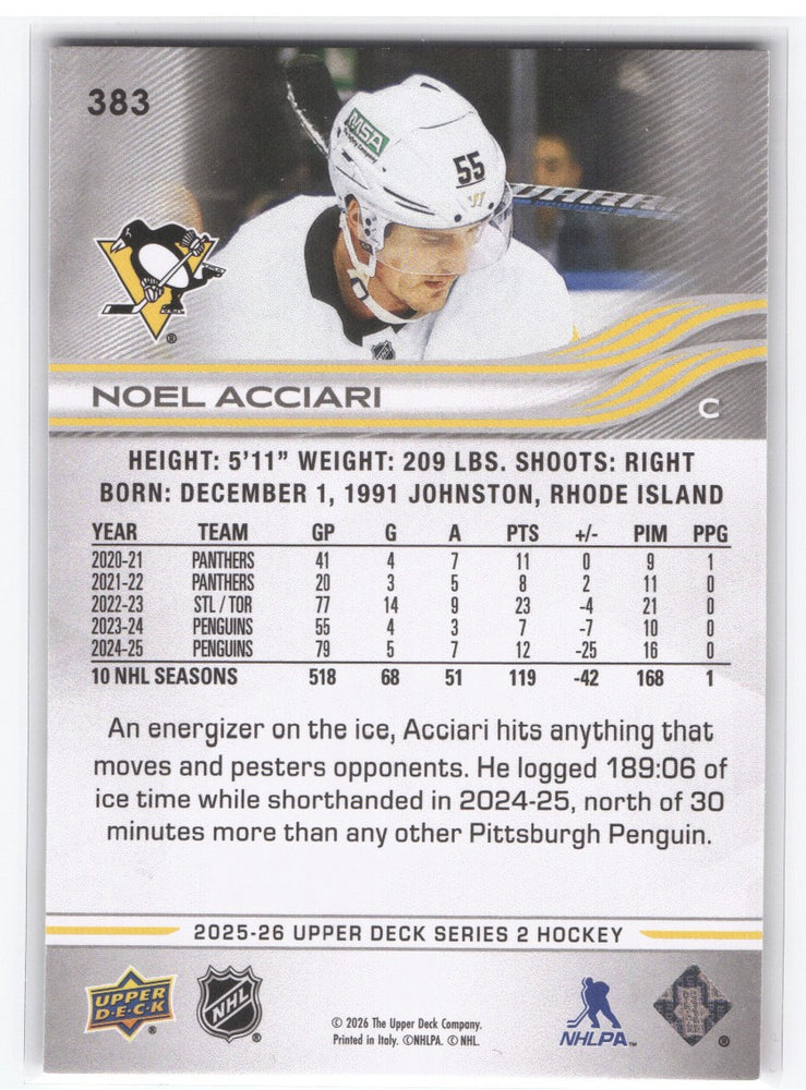 2025-26 Upper Deck Series 2 Ud Exclusives #383 Noel Acciari /100