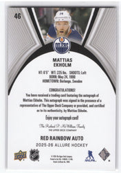 2025-26 Upper Deck Allure Red Rainbow Auto #46 Auto Mattias Ekholm