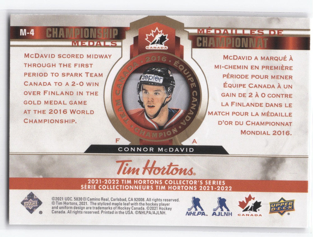 2021-22 Upper Deck Tim Hortons Collectors Series Championship Medals M-4 Connor Mcdavid