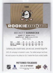 2025-26 Upper Deck Sp Hockey Patterned Foilboard #108 Rookie Rc Beckett Sennecke