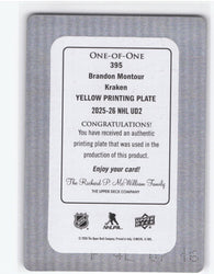 2025-26 Upper Deck Series 2 Yellow Printing Plate #395 Brandon Montour /1