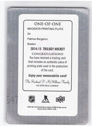 2014-15 Upper Deck Trilogy Magenta Printing Plate #54 Patreice Bergeron (1)/1