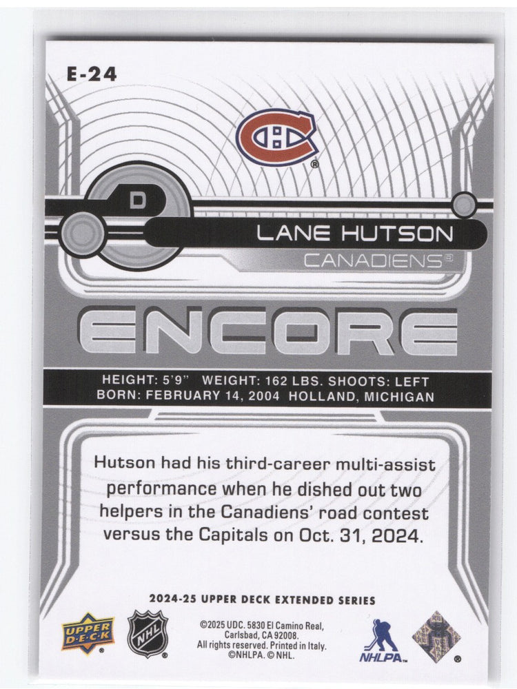 2024-25 Upper Deck Extended Encore E-24 Rookie Rc Lane Hutson