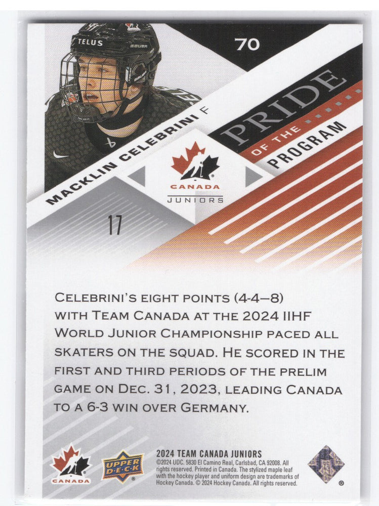 2024 Upper Deck Team Canada Pride Of The Program #70 Macklin Celebrini