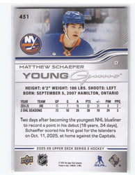2025-26 Upper Deck Series 2 Young Guns #451 Rookie Rc Matthew Schaefer