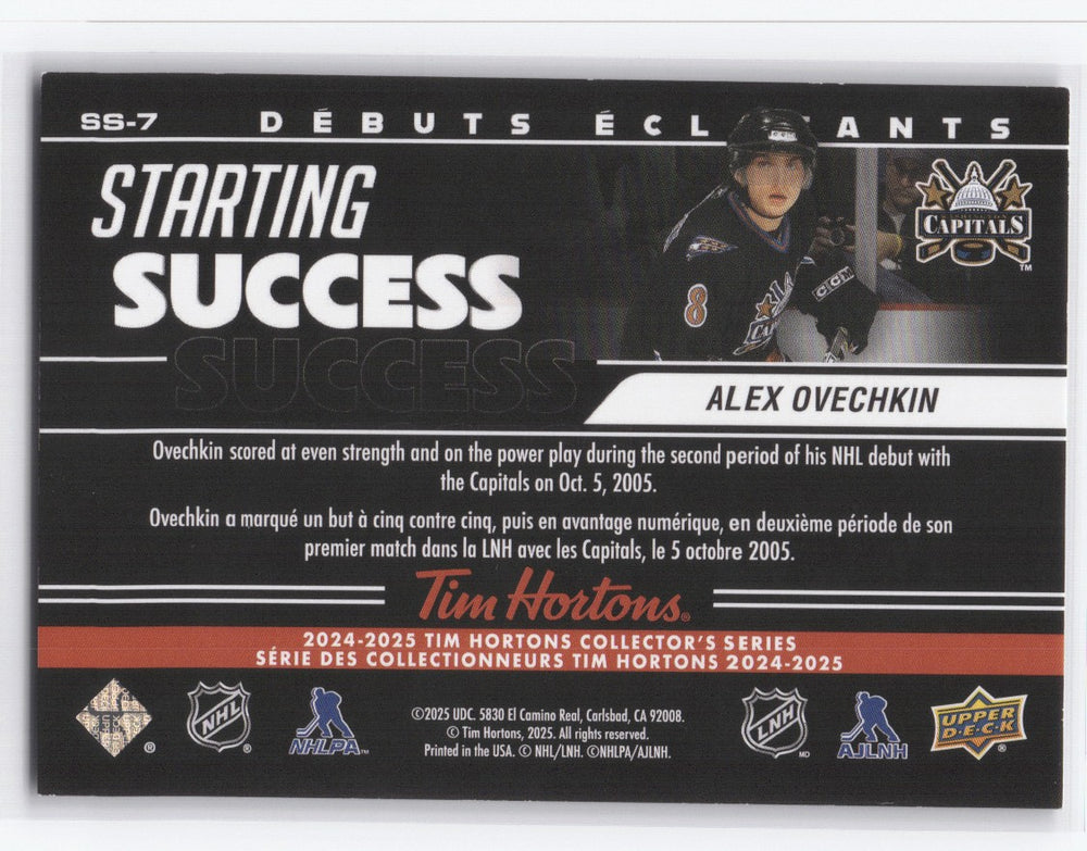 2024-25 Upper Deck Tim Hortons Collectors Series Starting Success Ss-7 Alex Ovechkin