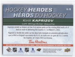 2021-22 Upper Deck Tim Hortons Collectors Series Hockey Heroes H-19 Kirill Kaprizov