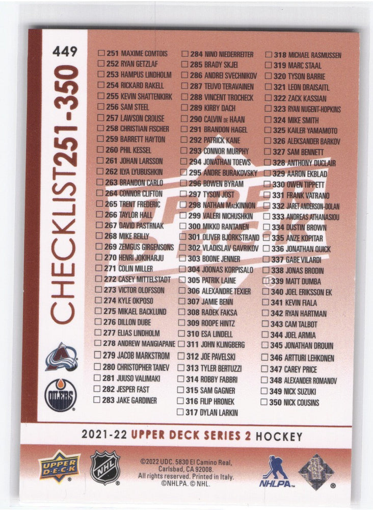 2021-22 Upper Deck Series 2 Ud Exclusives Checklist #449 Nathan Mackinnon Leon Draisaitl /100
