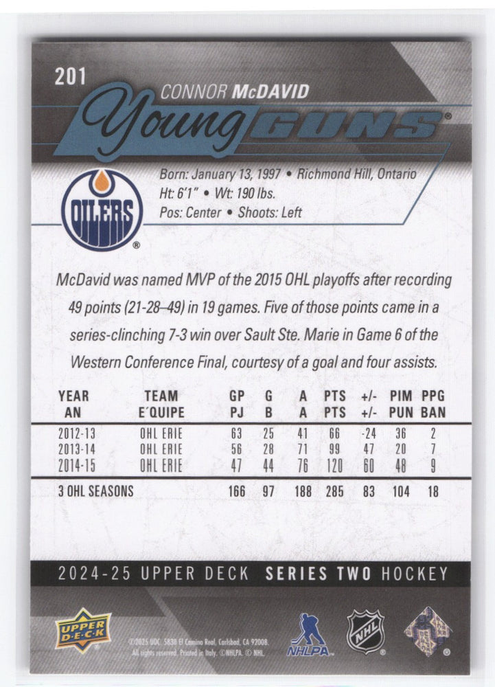 2024-25 Upper Deck Series 2 Young Guns Renewed #201 Connor Mcdavid