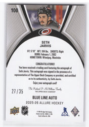 2025-26 Upper Deck Allure Blue Line Auto #100 Auto Seth Jarvis /35