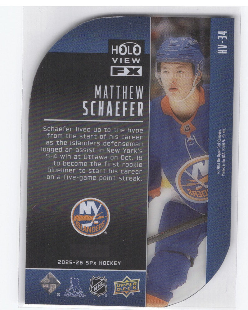 2025-26 Upper Deck Spx Holoview Fx Hv-34 Rookie Rc Matthew Schaefer