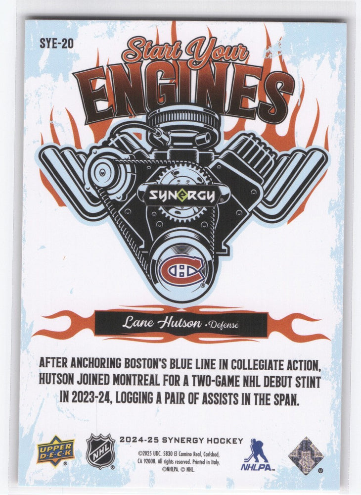 2024-25 Upper Deck Synergy Start Your Engines Sye-20 Rookie Rc Lane Hutson