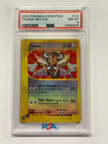 Tauros (133/165) Reverse Holo [Expedition: Base Set] Graded PSA 8