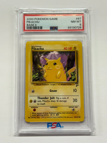 Pikachu (87/130) [Base Set 2] Graded PSA 8