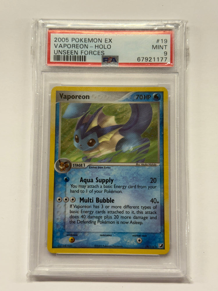 Vaporeon (19/115) [EX: Unseen Forces] Graded PSA 9