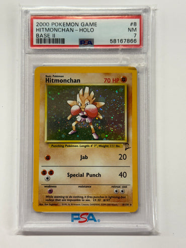 Hitmonchan (8/130) [Base Set 2] Holo Graded PSA 7