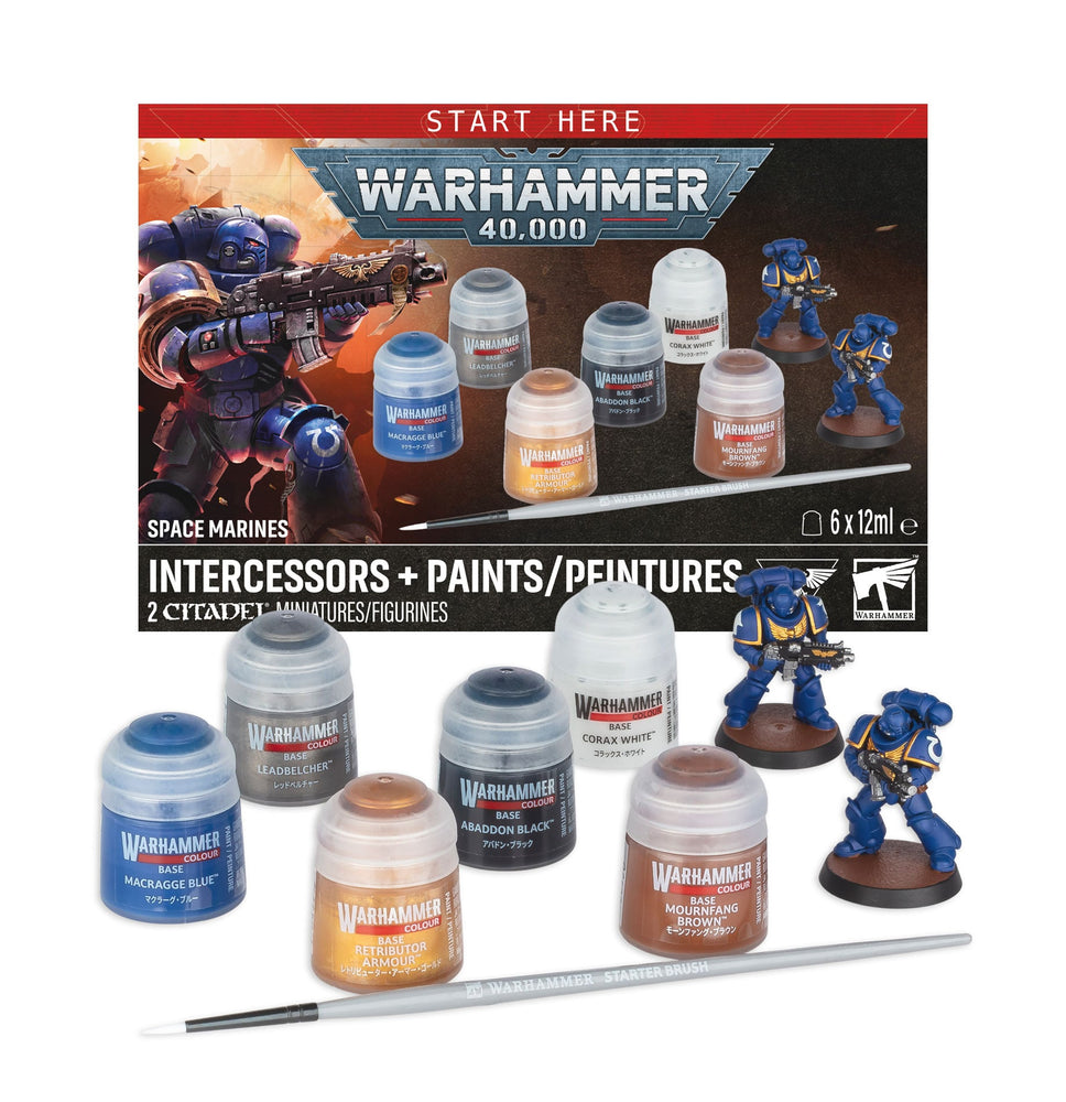 WARHAMMER 40,000 SPACE MARINES INTERCESSORS AND PAINT SET