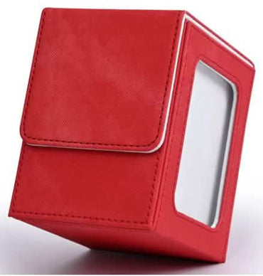 Deck Box with Display Card Window – Red 120 Sleeved Premium Trading Card Storage